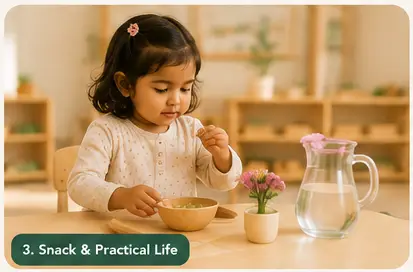 Toddler participating in a practical-life activity